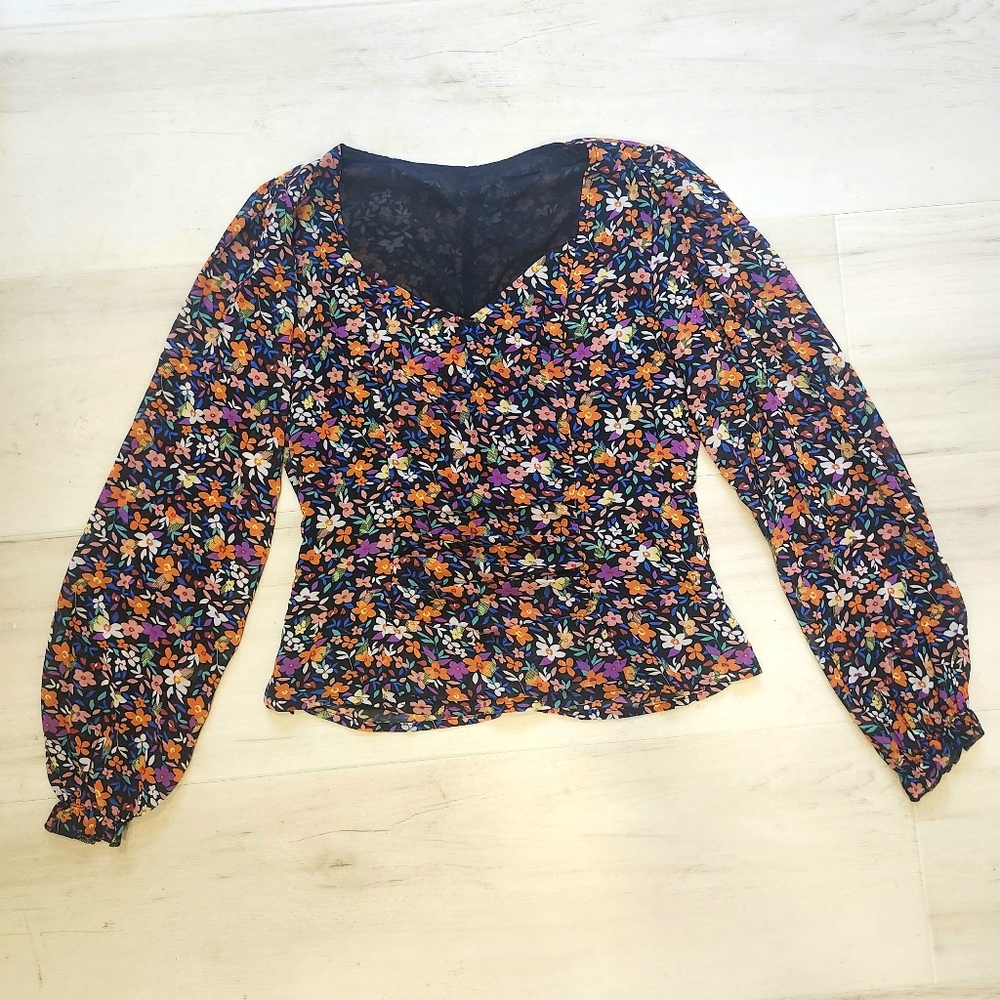 SHEIN | NWOT Colorful Floral Long Sleeve Top
